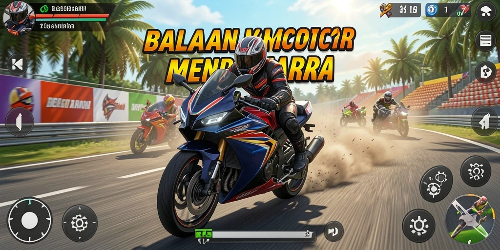 Gameplay menegangkan di trek balapan motor 8ID.