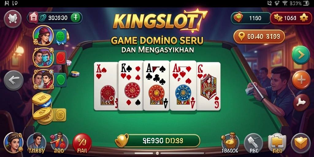 Tampilan gameplay KINGSLOT dengan aktivitas permainan Domino yang seru.