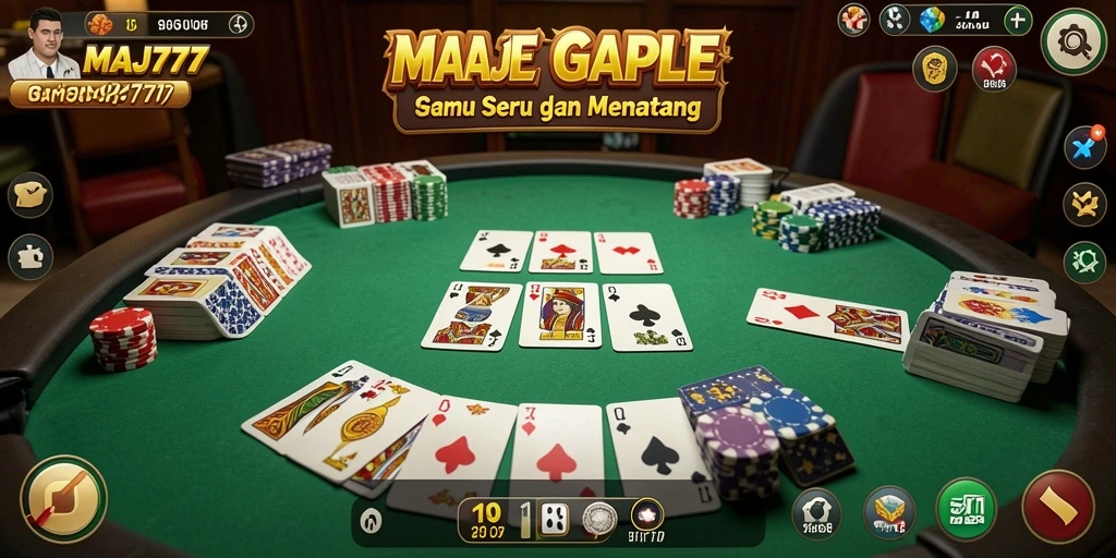 Tampilan gameplay seru di MAJ777 dengan kartu Gaple.